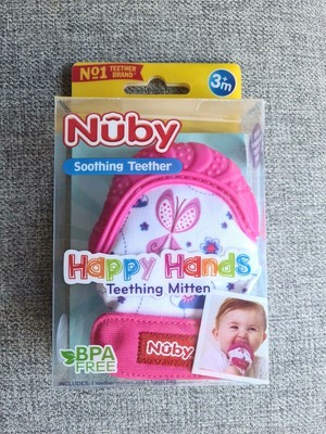 nuby soothing teething mitten with hygienic travel bag