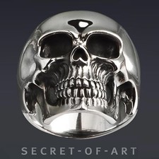 Totenkopf Ring Silber 925 Skull Gothic Herren Biker Memento Mori Schwer Groß