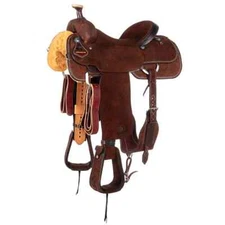 Western Chocolate Brw Leather Roper Ranch Saddle with Strings 15",16", 17", 18",