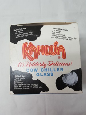 New Vintage 1993 Kahlua cow chiller plastic glass 12 oz Hiram Walker novelty