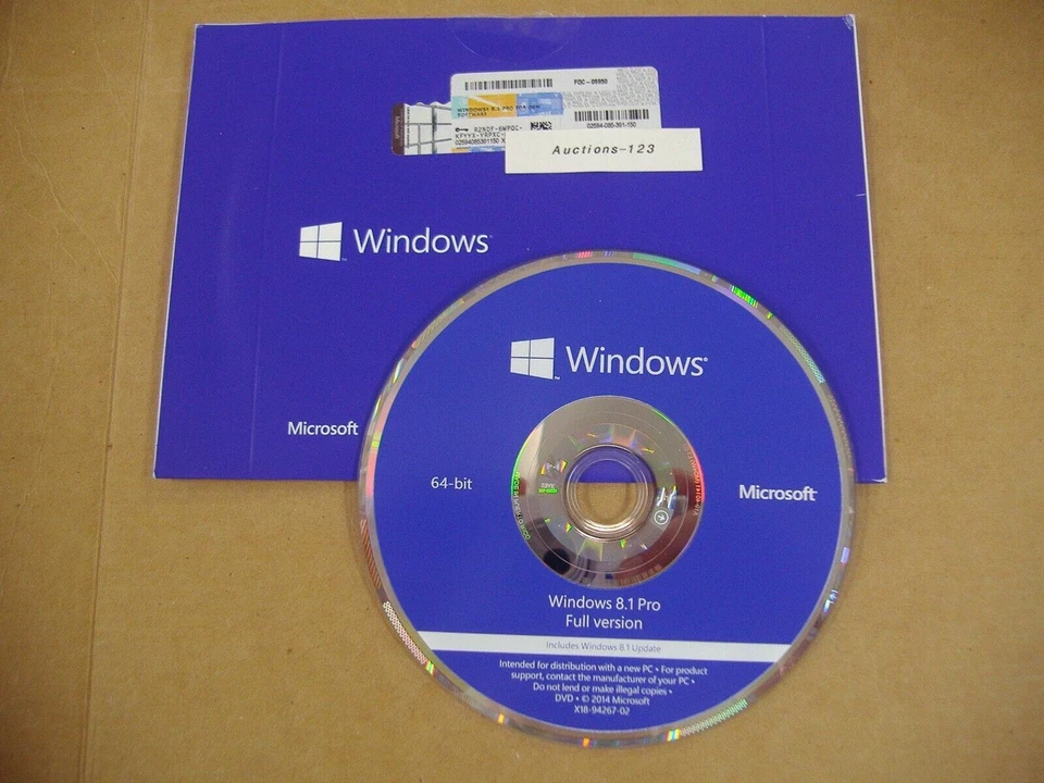 Microsoft Windows 8.1 Pro 64 Bit x64 64 Bit DVD Full Englisch MS WIN 8.1 =NEU=