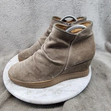 Sofft Shoes Womens Size 8 Tan Leather Wedge Ankle Boots *Read*
