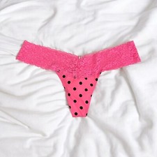 Y2K Victorias Secret PINK Extra Low Rise String Thong Lace Polka Dot Small