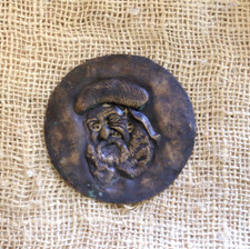 Rare Antique Brass Icon, Christian Head of Priest, Collectible Religious Decor