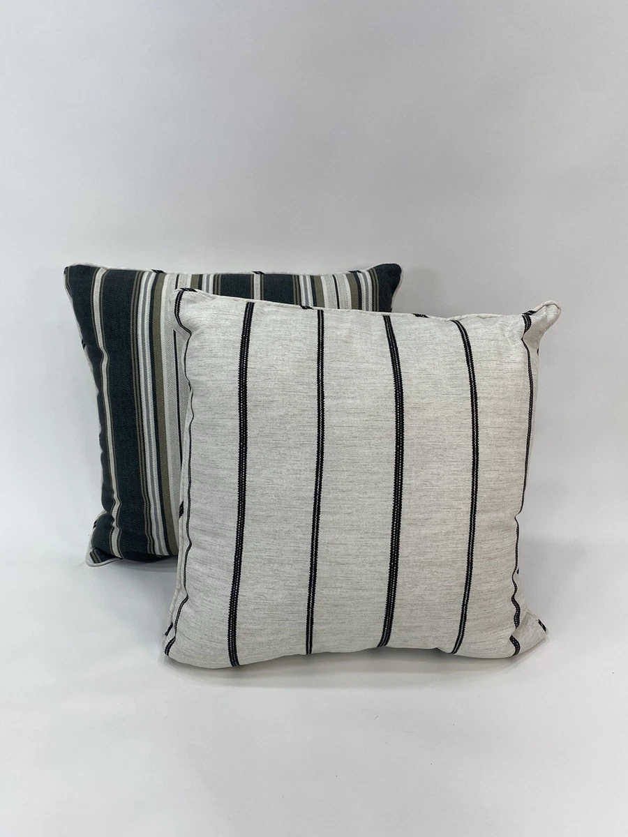 Gray and white striped outdoor pillows sales