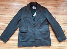 NEW Urban Outfitters LARGE Men's Vegan Leather Jacket Dark Brown Button Up