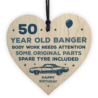 Funny Rude 50th Birthday Gift For Him Wood Heart Dad Uncle Brother Birthday  Gift UK