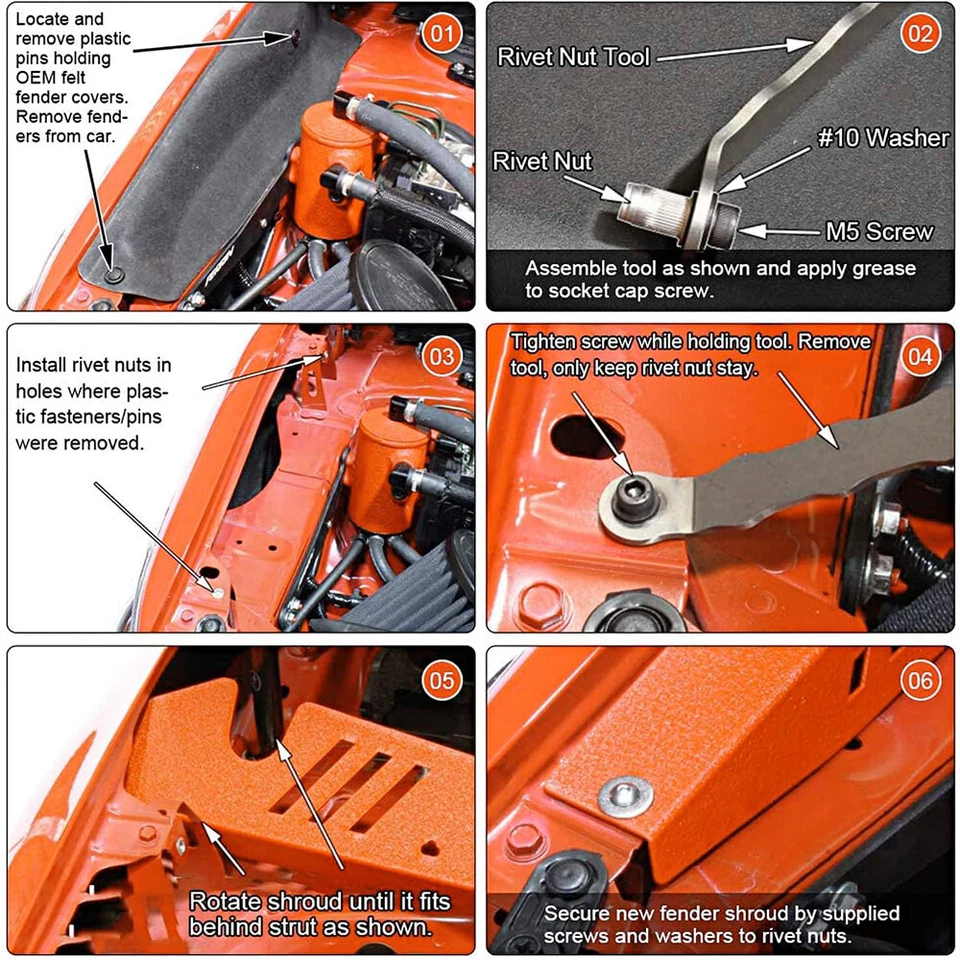 Red Performance Aluminum Fender Shrouds Kit for 2015-2021 Subaru WRX & STI 15-21 Foto 3 de 4