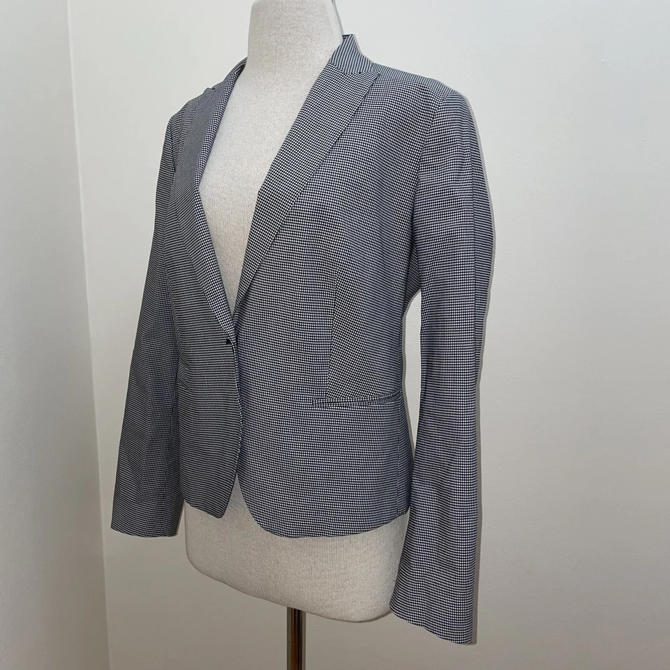 Stile Benetton черный и белый клетчатый одна кнопка структурированный блейзер размер большой - Изображение 2 из 4