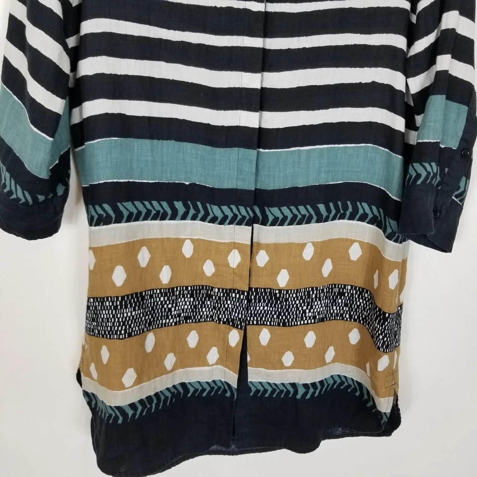 Camisa Weekend Max Mara Mujer Multicolor Estampada Mezcla de Lino Botón Frontal Talla M Foto 3 de 4