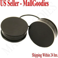 0944 Black Acrylic Single Flare Ear Plugs 1-1/8" Inch 28mm MallGoodies 1 Pair