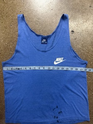 Vintage 80s Nike Tank Top Men's Medium Made In USA Blue Tag Swoosh