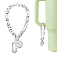 Letter Charm for Stanley Tumbler Cup Bubble Cute Initial P Letter Charm White 