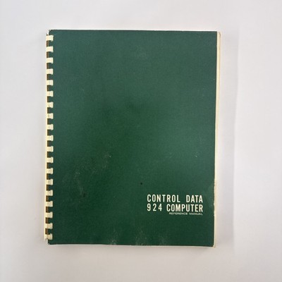 1963 Control Data 924 Computer Reference Manual CDC Vintage Mainframe