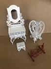 Vintage Victorian Doll House Furniture , White, Metal Wire, 4 Pieces, READ!! — photo 1