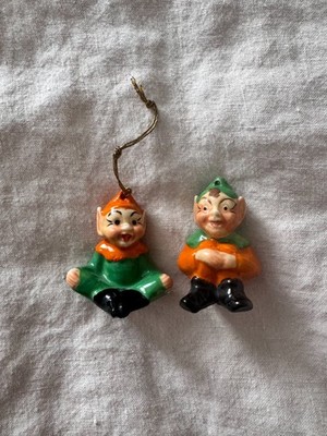 2 Vintage Muller Volkstedt Irish Dresden Pixie Elf Leprechaun Porcelain Figures