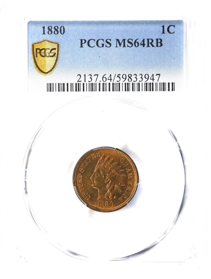 Indian Head Cent 1880 PCGS MS-64 RB! About 85-90% Red! Superb near-Gem! - Image 4 of 4