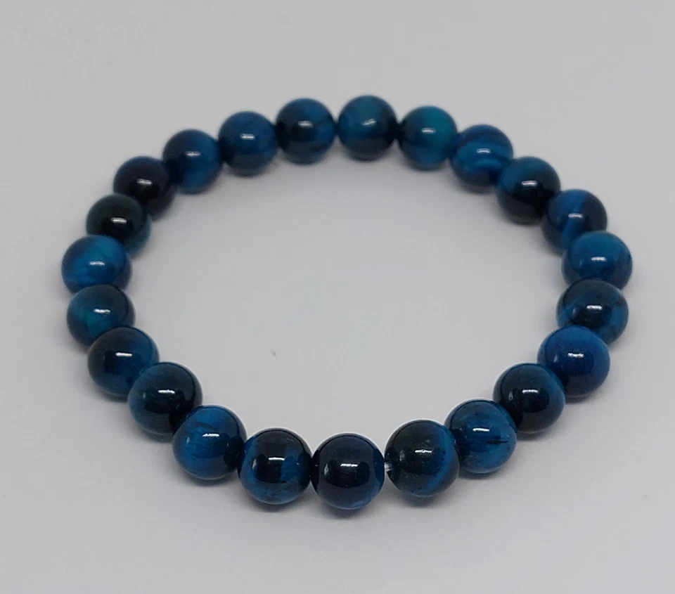 Modeschmuck Armband Naturstein Perlen Blaues Tigerauge - Bild 2 von 4