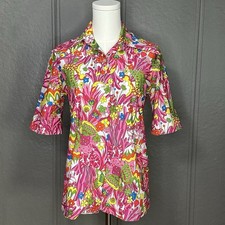 Vintage 70s Psychedelic Floral Butterfly Button Up Shirt