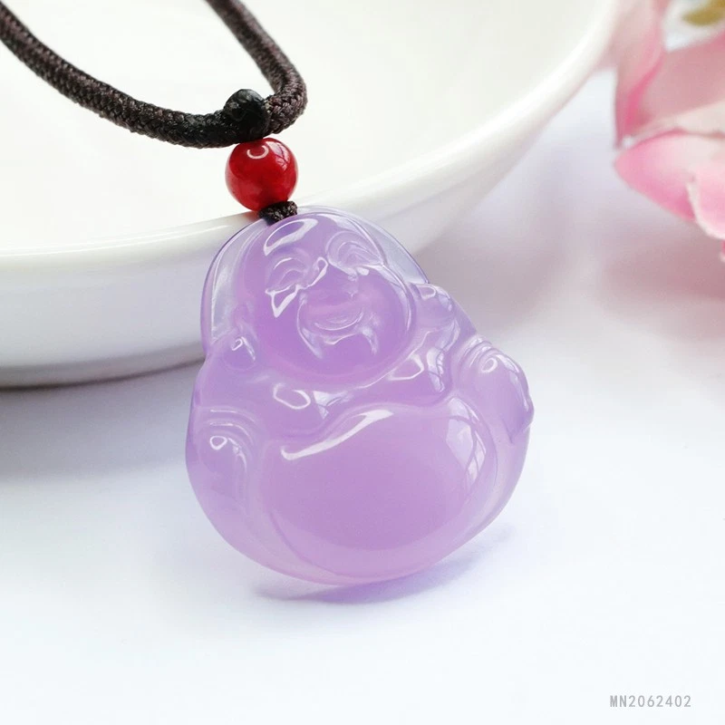 SilverPlated NaturalAmethystBuddha Pendant Necklace Spiritual Protection Jewelry - Image 3 of 4