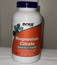 NOW FOODS Magnesium Citrate 240 Veg Capsules. Exp 03/29. New. On Shelf 2