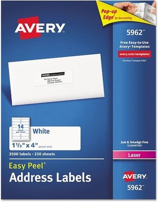 AVERY - AVE5962 - Easy Peel Laser Address Labels