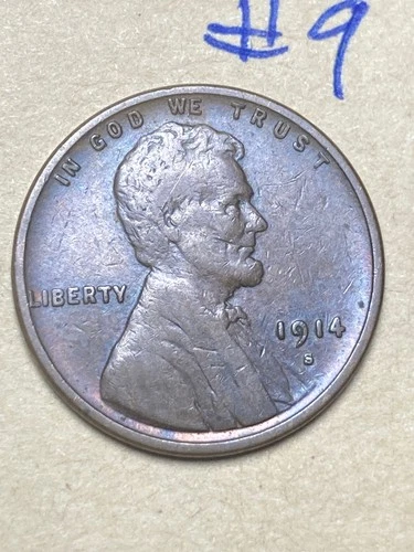 1914-S LINCOLN WHEAT CENT, low mintage date, "Fine" condition #9