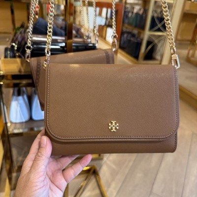 Best Price‼️Tory Burch Emerson Chain Wallet 136093 Moose $325 | eBay