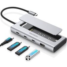 5-in-1 USB C Hub with M.2 NVMe/SATA SSD Enclosure, 10Gbps USB Data Ports 1A ...