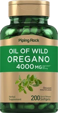 Oregano Oil Capsules | 200 Softgel Pills | 4000mg | Non-GMO | by Piping Rock