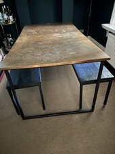 Custom Dining Table And Stools With Brass / Copper Top