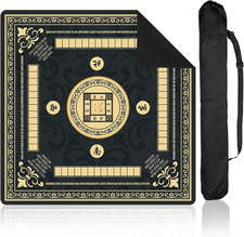 Black Mahjong Mat with Black Carrying Bag 31.5 x 31.5 Inches Multi Purpose Game