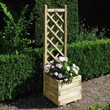 Square Planter & Lattice for Balcony/Patio – Weatherproof Timber Garden Display
