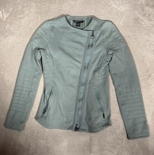 Athleta Moto Women  s XS Green Slim Biker Jacket Full Zip Pockets Fleece