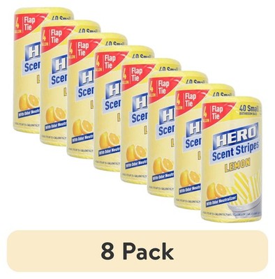 (8 pack) Hero Scent Stripes 4-Gallon,Small Flap Tie Trash Bags, 40 Count
