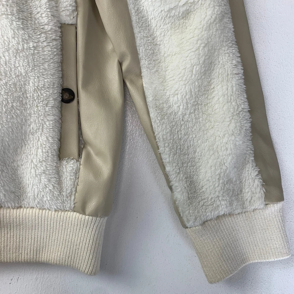 Jaqueta feminina Emporio Armani forrada de lã couro sintético bege P - Imagem 2 de 4