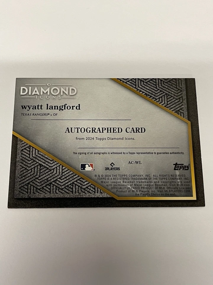 2024 Topps Diamond Icons Red Purple Ink /5 Wyatt Langford Rookie Auto RC - Image 2 of 2