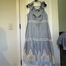Jax Sky Blue Dress with White Lace*Flaw*