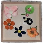 Lot 6 Vintage Floral Enamel Brooch Pins Retro Costume Jewelry Mixed Colors