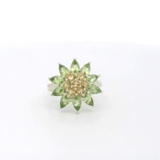 Sterling Silver Green/Yellow Stone Cluster Ring - Size 7 C31026609 