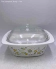 Vintage Corningware White Floral 5qt Milk Glass Bouquet Casserole Dish With Lid