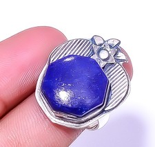 Hexa - Lapis Lazuli 925 Sterling Silver Artisan Handmade Ring Adjustable 8 A342