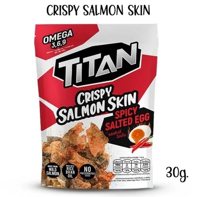 SPICY SALTED EGG FLAVOR Crispy Salmon Skin Snack Chips No Preservatives 30g