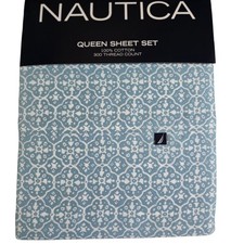 Nautica Hackett Blue 4 Piece Queen Sheet Set NEW
