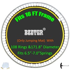 Bzzter 16FT Trampoline Mat,171.8/14.31ft Diameter Mat with 108 Rings Fits 6.5...