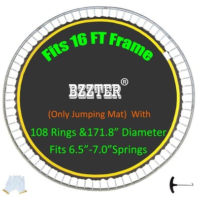 Bzzter 16FT Trampoline Mat,171.8/14.31ft Diameter Mat with 108 Rings Fits 6.5...