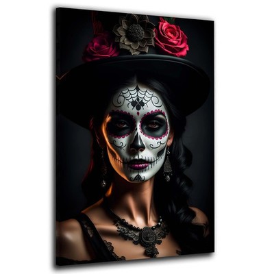 La Catrina Wandbild Leinwandbild Kunstdruck XL Wanddeko Wohnzimmer