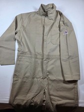Bulwark Excel FR Flame Resistant Mens 50R Coveralls Khaki CEC2KH NWOT CAT2