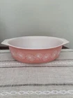 Vintage Pyrex Pink Daisy 045 Oval Casserole 2-1/2 Qt NO LID Nice Condition