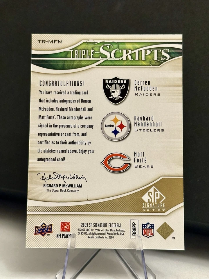 2009 SP Triple Scripts! Darren McFadden, Rashard Mendenhall, Matt Forte /10 🔥 - Image 2 of 4